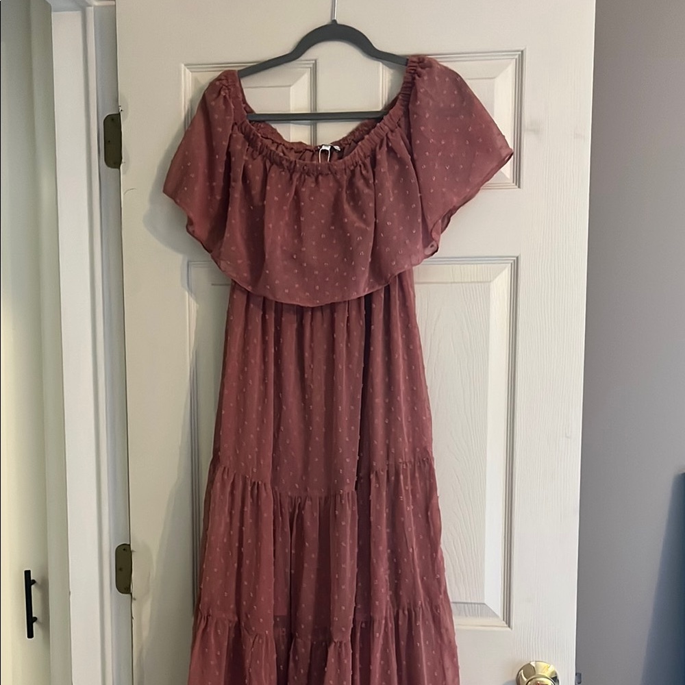 Baltic Born Pink Ruffled Tiered Maxi Sundress